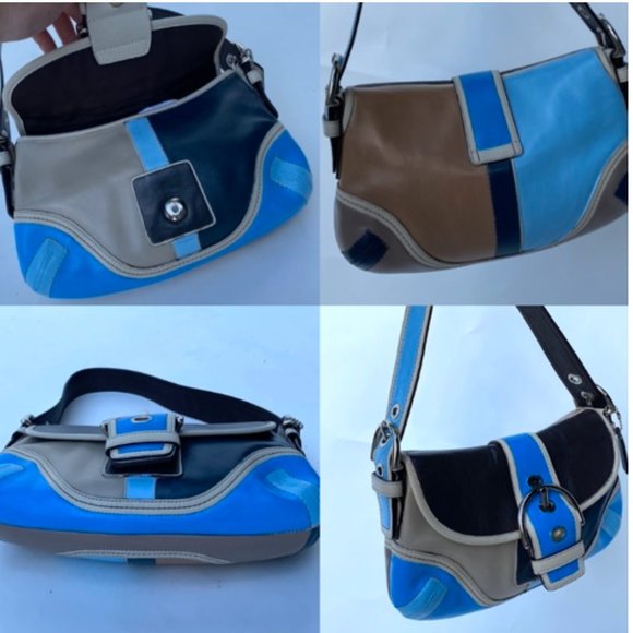 2000s Coach hand painted colorblocked leather bag - Picture 4 of 4